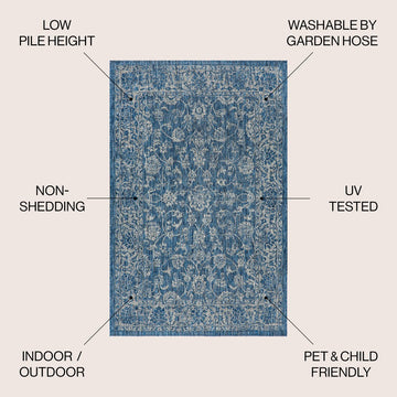 Tela Bohemian Textured Weave Floral Indoor/outdoor Area Rug